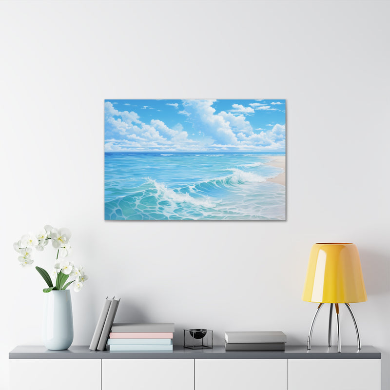 Ocean Blue Sky Abstract Art Canvas